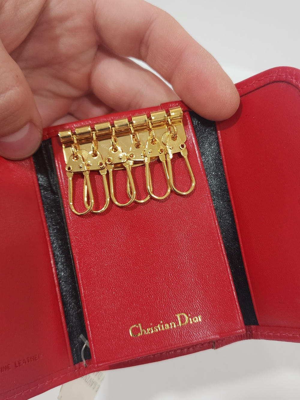 Vintage Christian Dior Red Leather 6 Key Case Holder Case - Picture 9 of 12